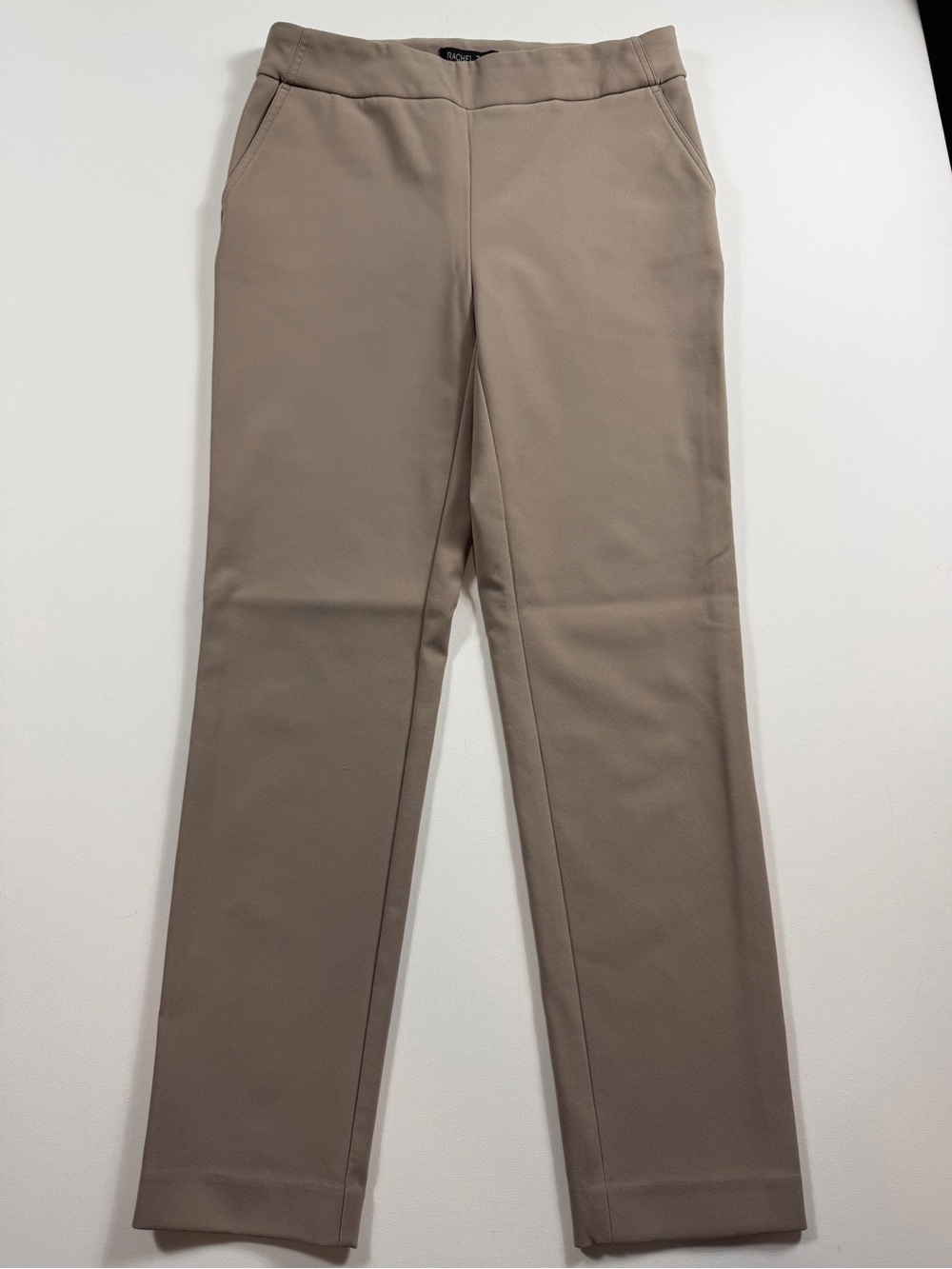 Rachel Zoe Khaki Pull On Pants Stretch Straight Leg Size 6 Quiet Luxury